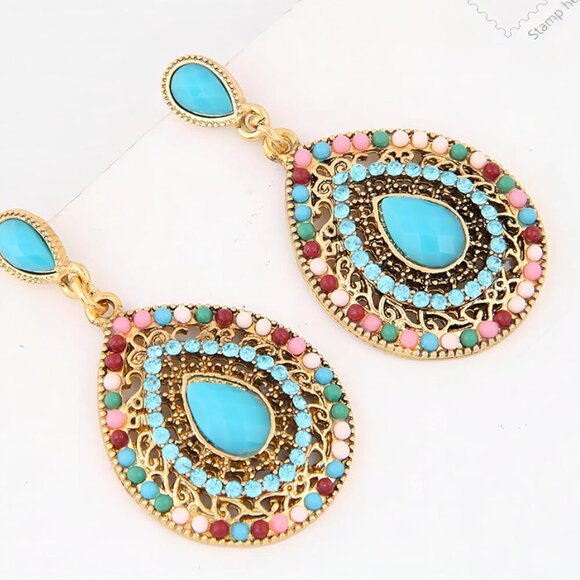 Boho Drop Earrings Alloy Colorful Dangle Jewelry for Women Travel Gift - Picture 5 of 6